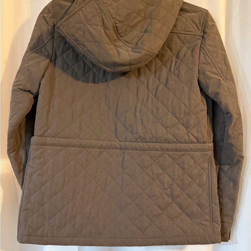 anyFAM Brown Quilted Hooded Jacket Fully Lined Size 2 - Picture 9 of 16